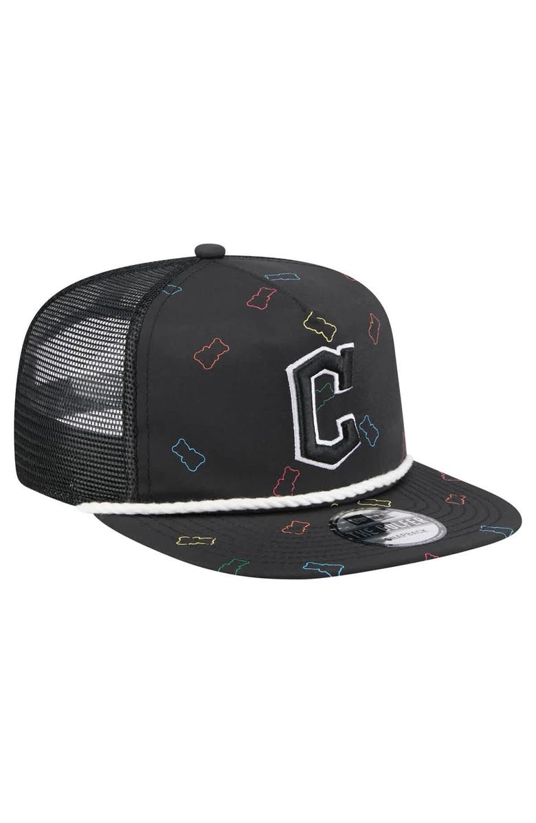 New Era Men's New Era  Black Cleveland Guardians Gummy Golfer Trucker Adjustable Hat, Alternate, color, 