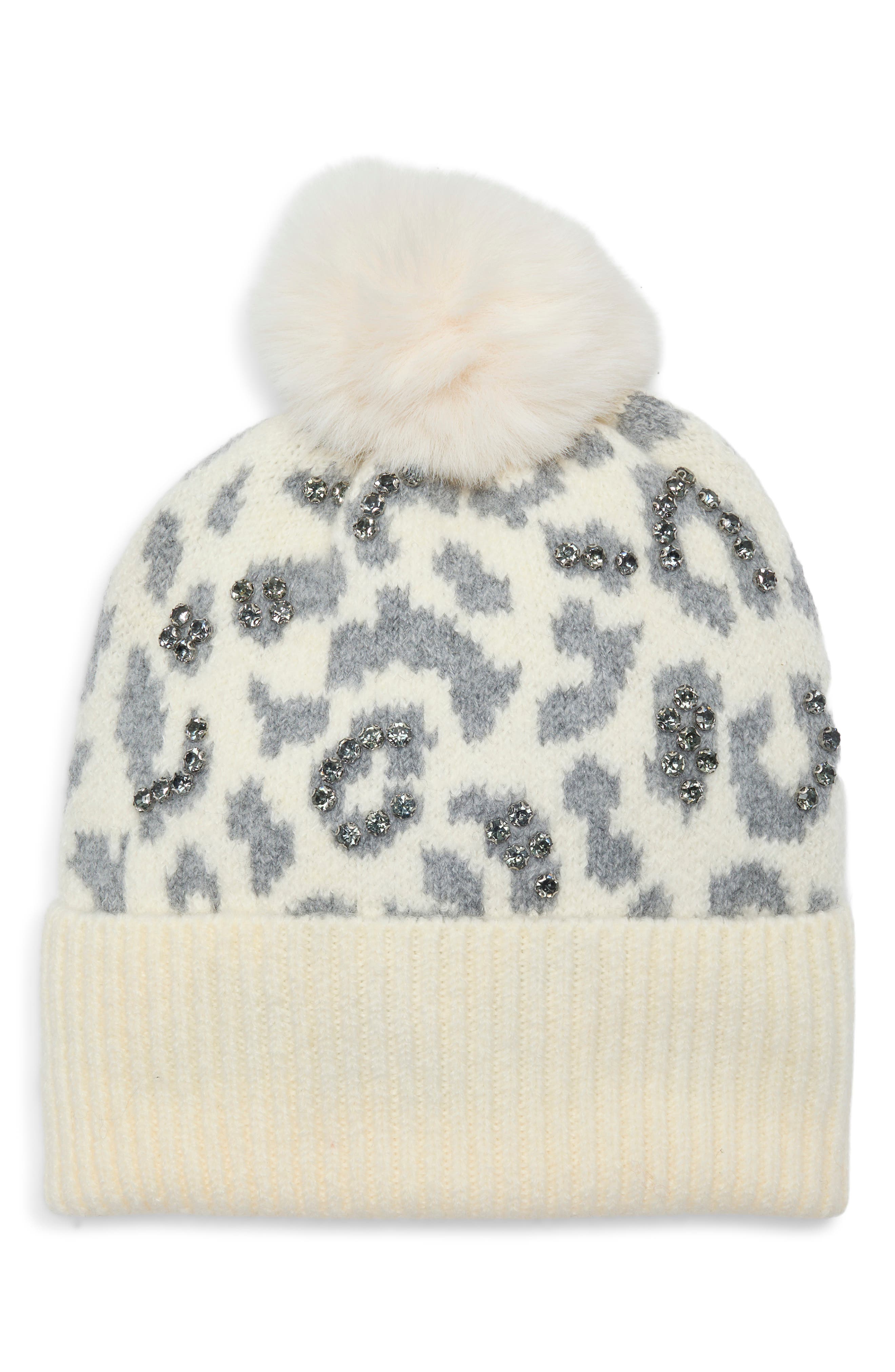 Leopard Embellished Beanie