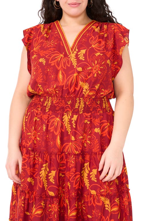 Vince Camuto Flutter Sleeve Tiered Maxi Dress