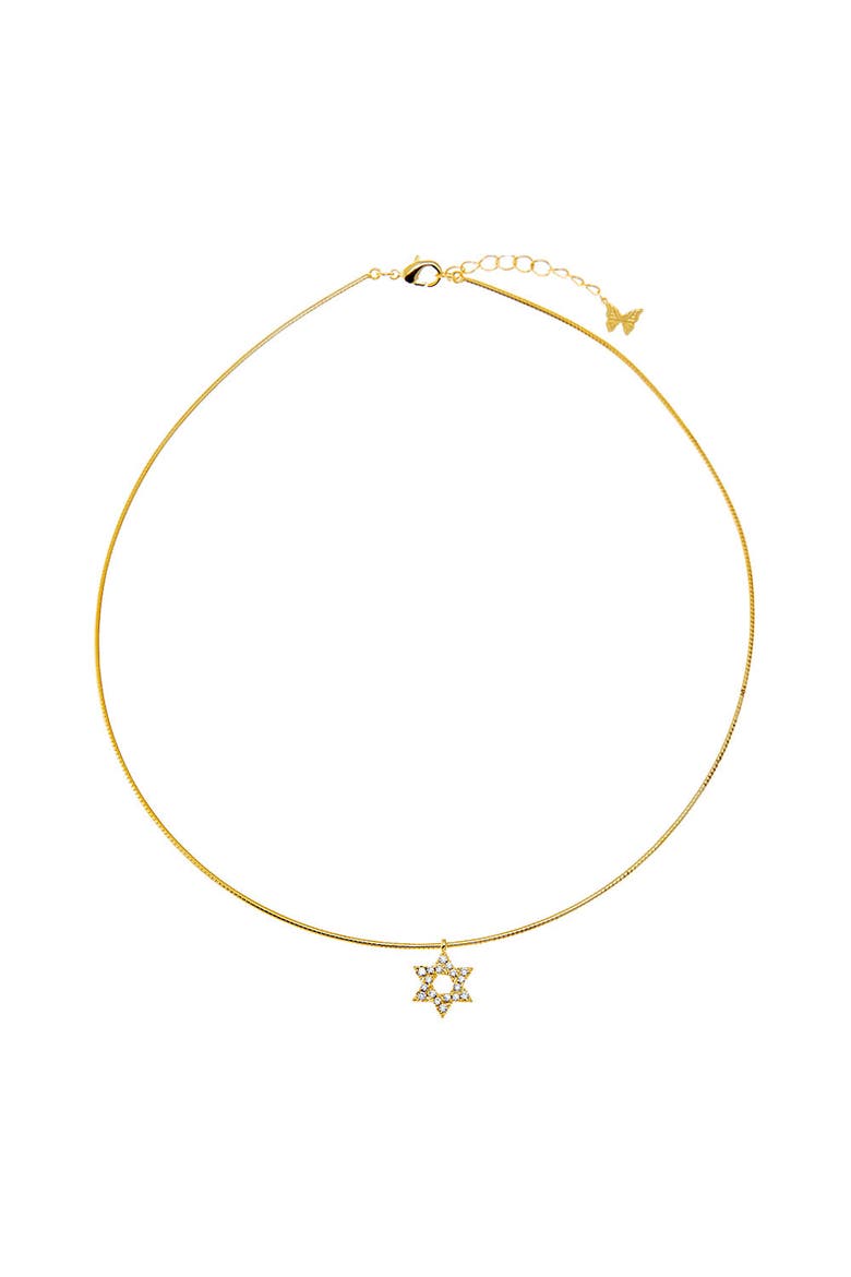 Pave Star David Omega Charm Necklace, Main, color, Gold