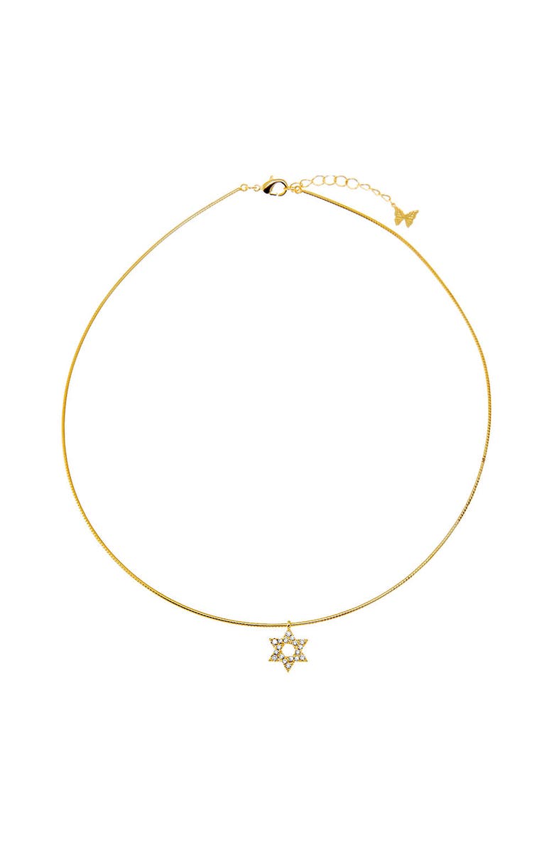 BY ADINA EDEN Pave Star David Omega Charm Necklace, Main, color, Gold