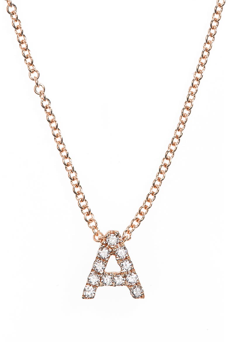 Diamond Pavé Initial Pendant Necklace, Alternate, color, 18K ROSE GOLD - A