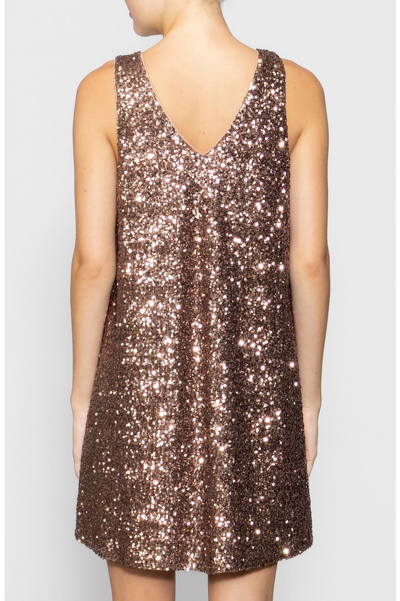 Sequin Shift Minidress, Alternate, color, COPPER