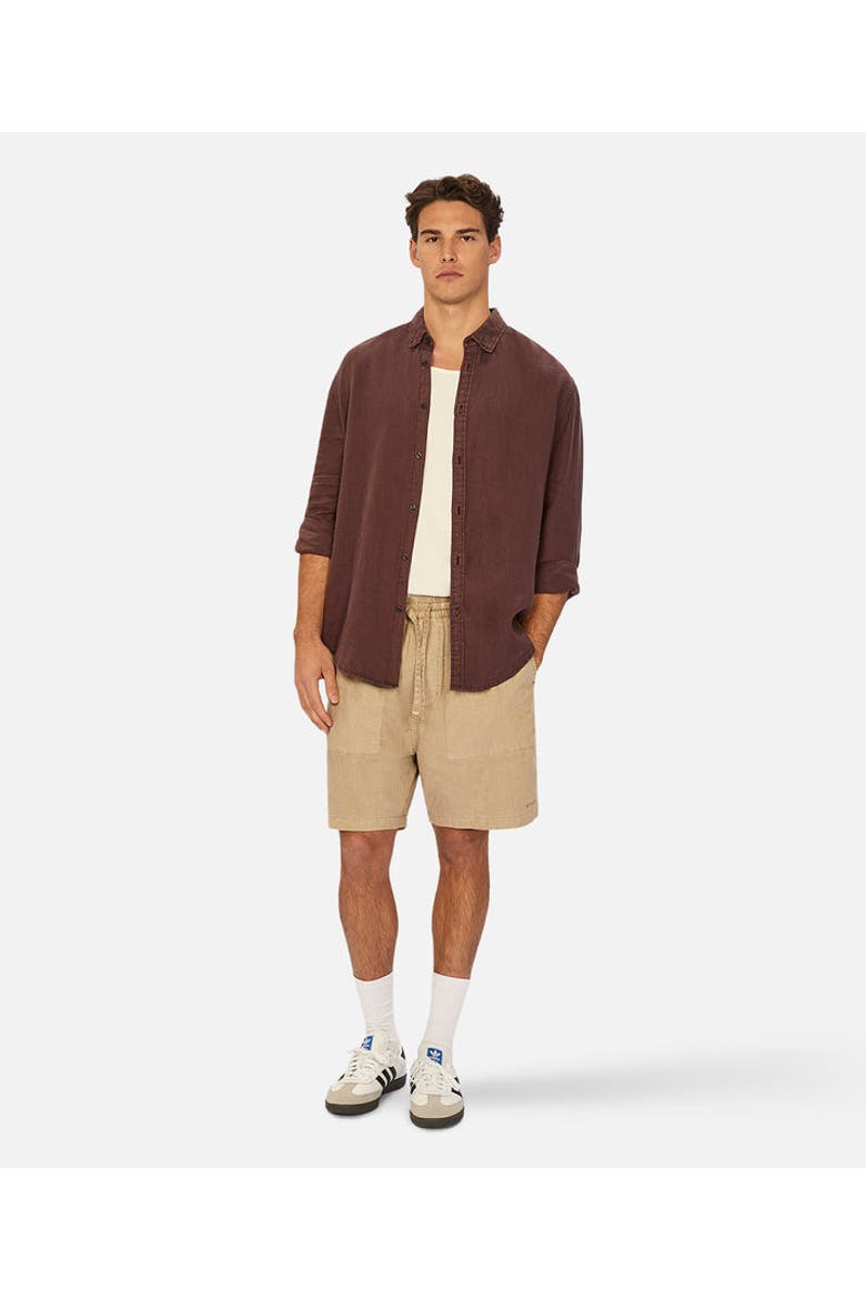 The Tennyson Linen Long Sleeve Shirt, Alternate, color, BORDEAUX