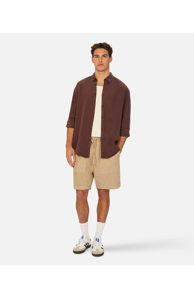 Industrie Australia The Tennyson Linen Long Sleeve Shirt, Alternate, color, Bordeaux
