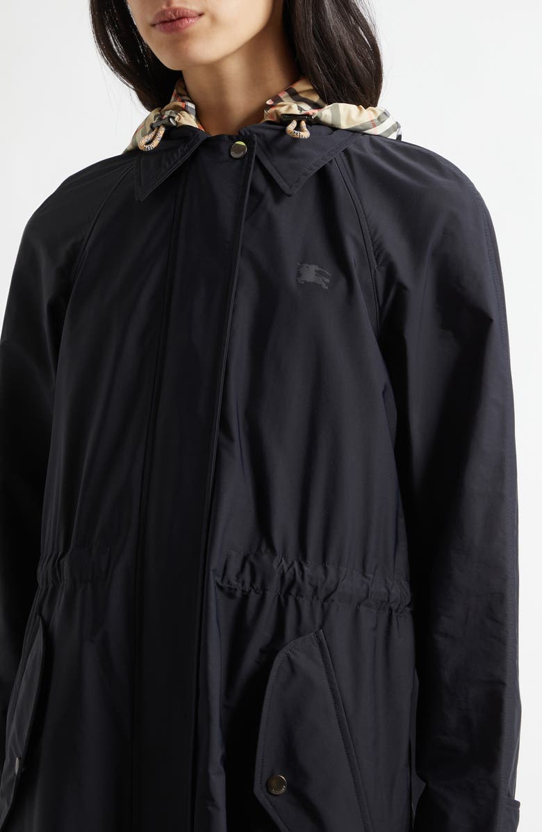 Burberry Newbury Stretch Twill Coat with Removable Hood, Alternate, color, Black