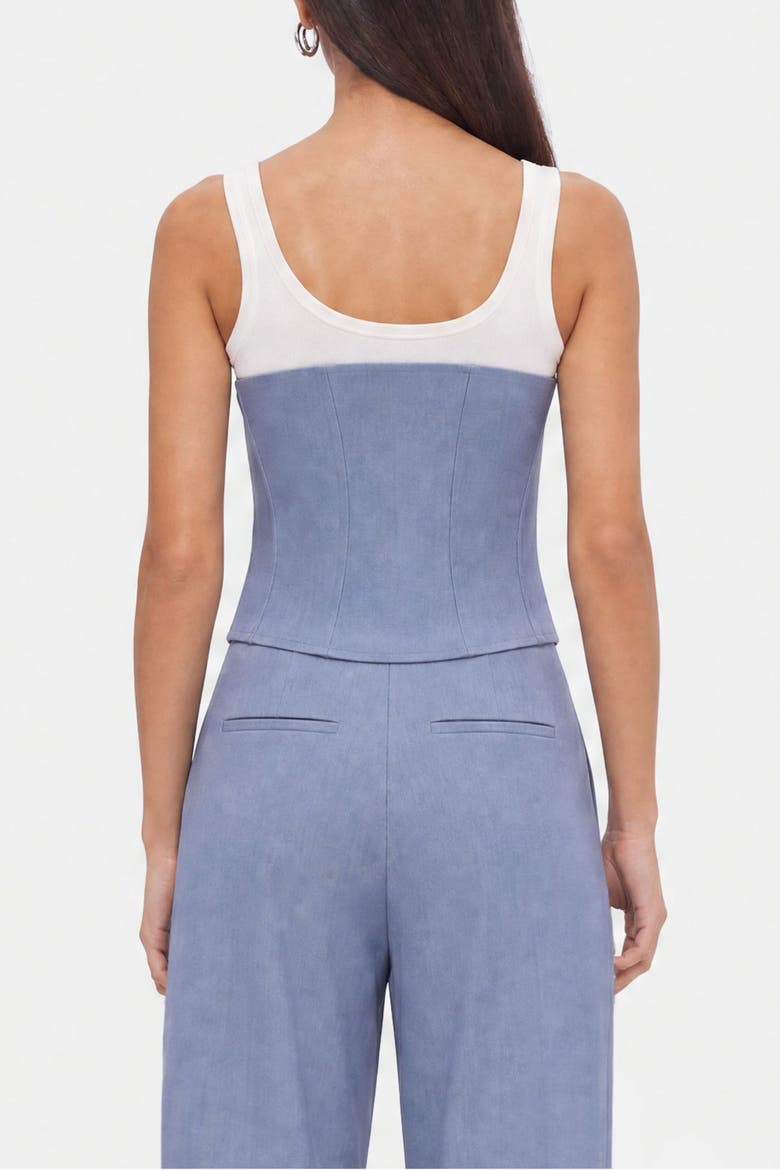Denim Trim Blouse, Alternate, color, Blue