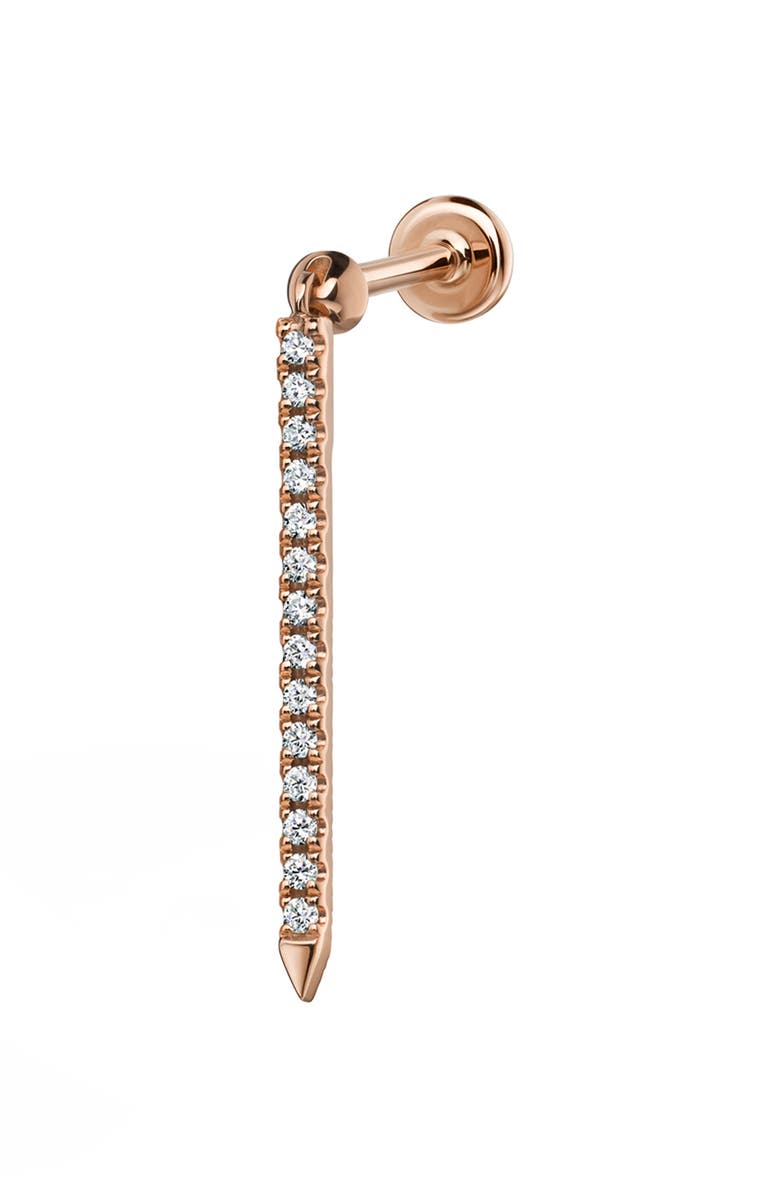MARIA TASH Diamond Eternity Single Bar Charm Stud Earring, Main, color, 18K Rose Gold/ Diamond