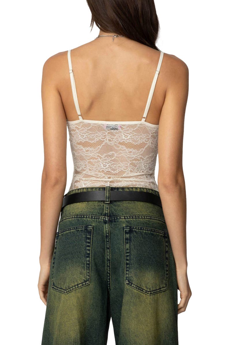 EDIKTED Cutout Lace Bodysuit, Alternate, color, Cream