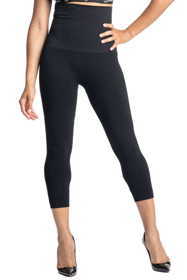 Snapback High Waist Crop Postpartum Leggings, Main, color, BLACK