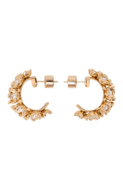 Rhinestone flower hoop earrings