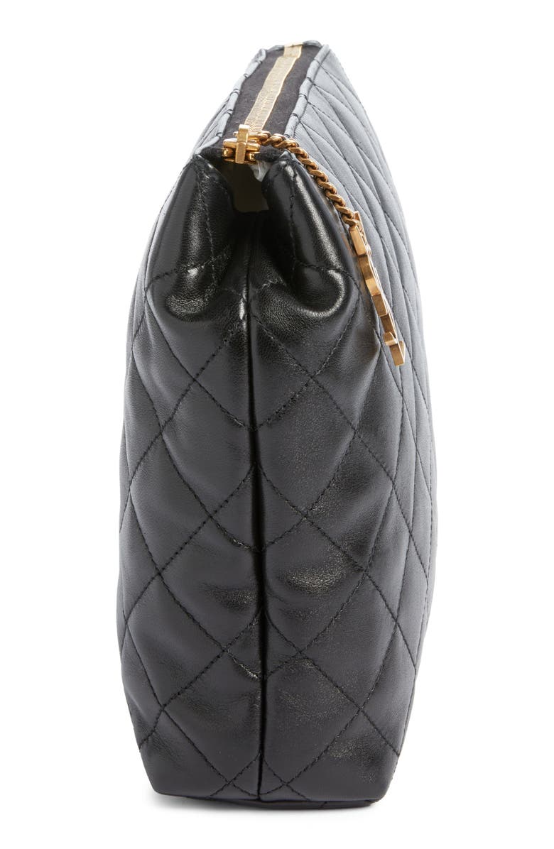 Saint Laurent Large Cassandre Leather Cosmetics Bag, Alternate, color, Noir