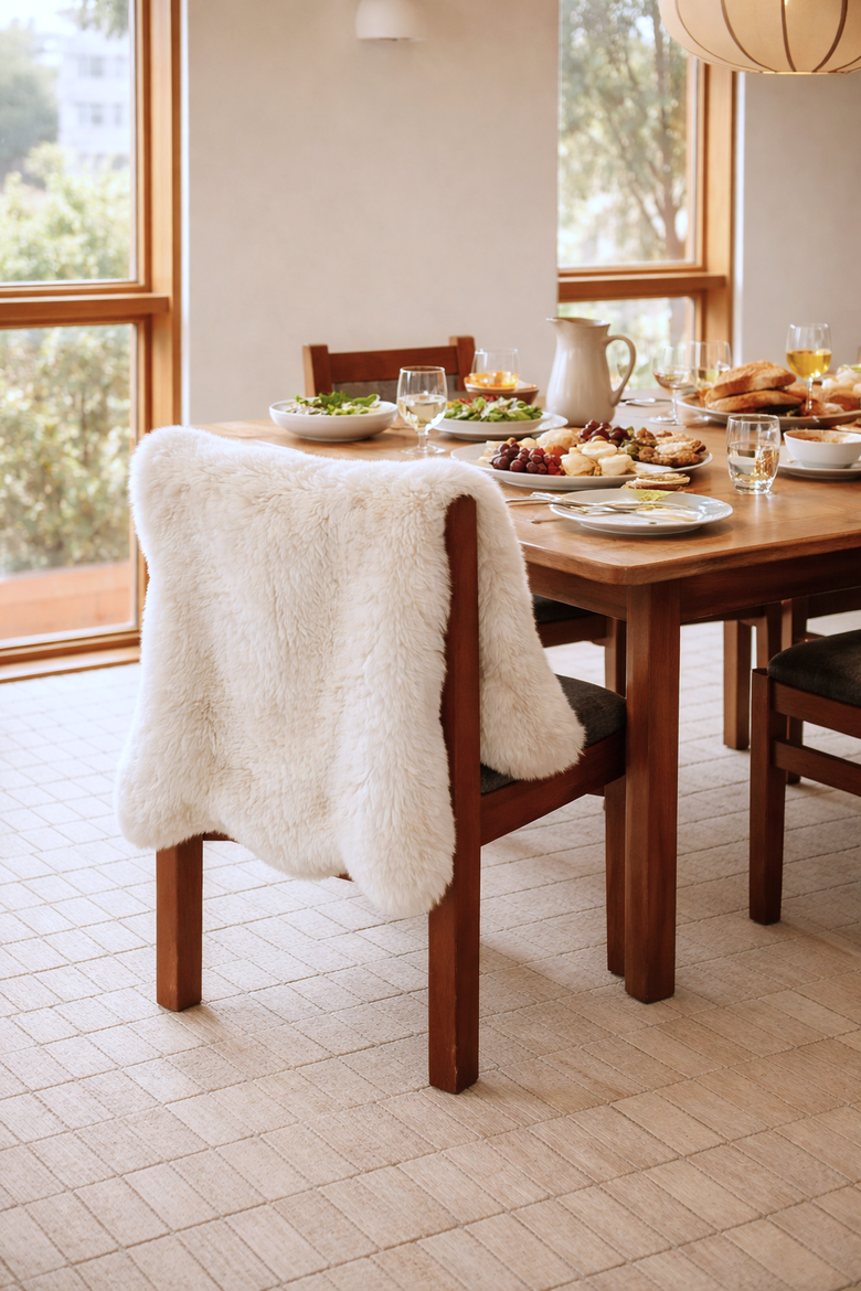 Saratoga Sheepskin Faux Fur Throw, Main, color, ivory