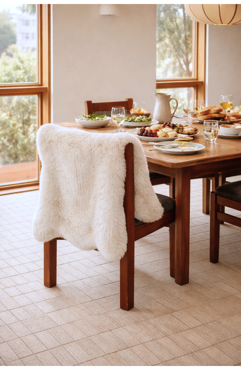 Sea To Me Blankets Saratoga Sheepskin Faux Fur Throw, Main, color, Ivory