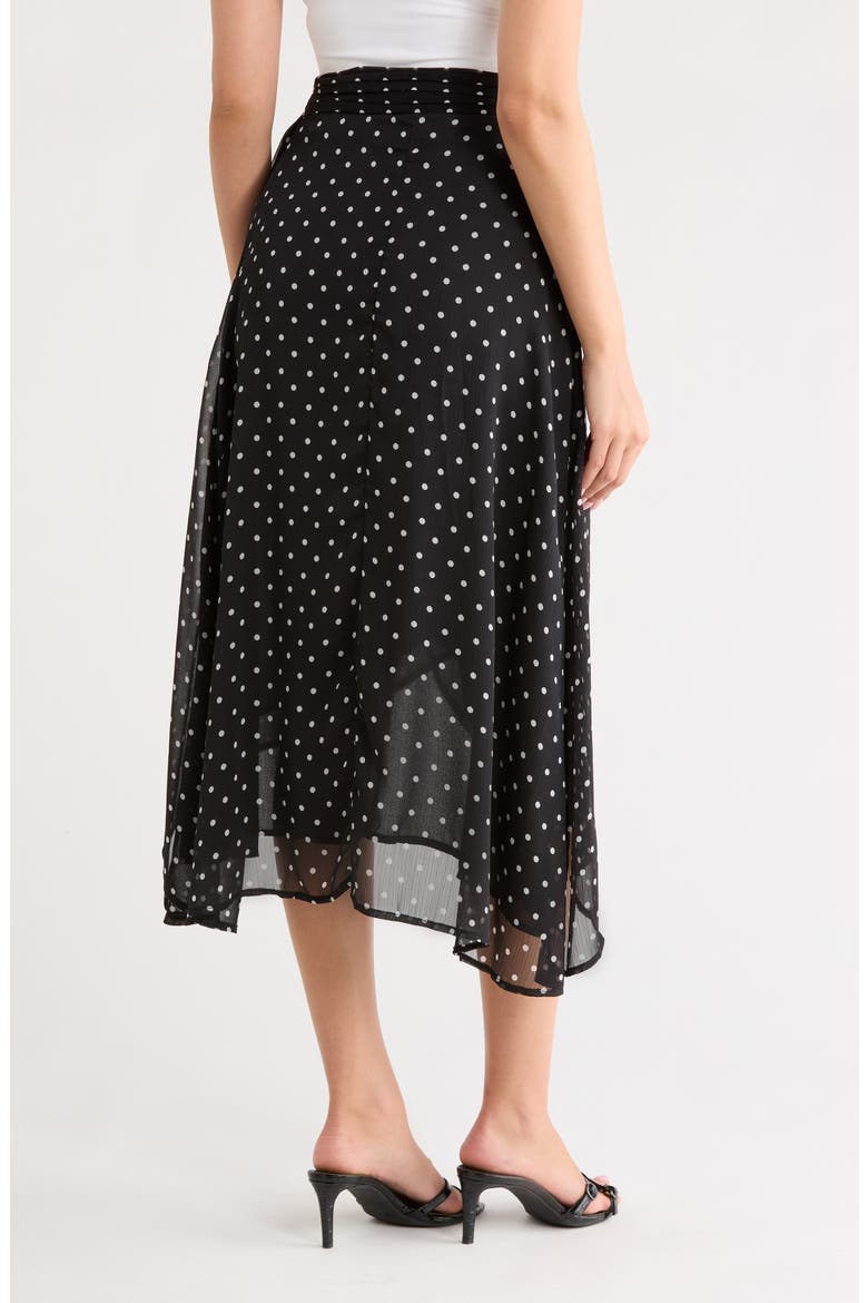Yasinia Faux Wrap Skirt, Alternate, color, DOT ON BLACK
