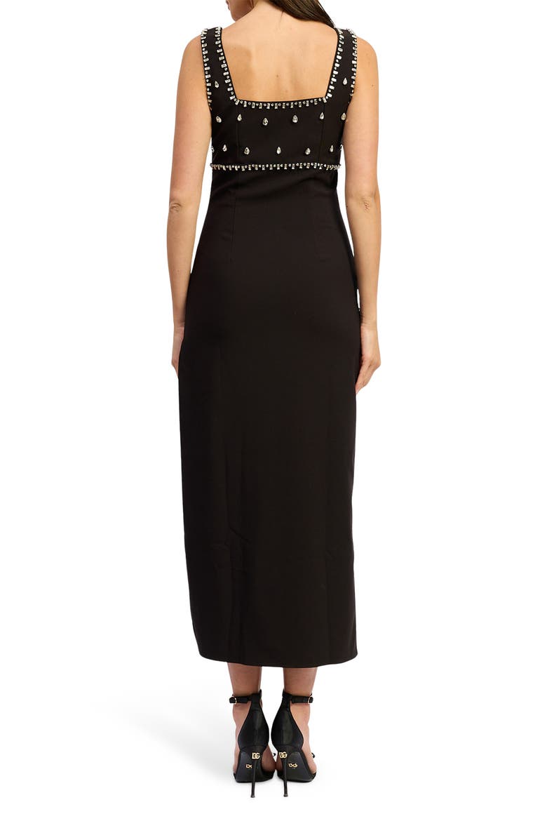 Serena Embellished Midi Dress, Alternate, color, BLACK