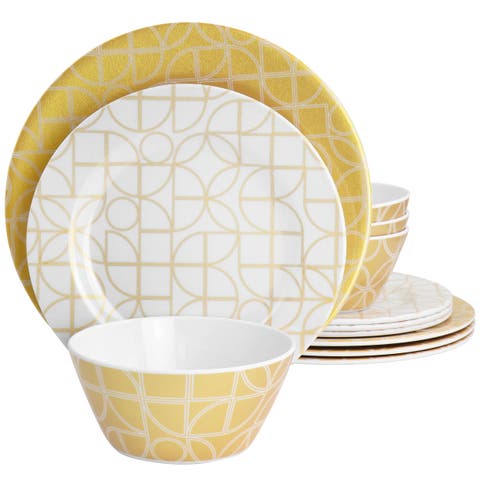 California Designs Summer Bloom 12 piece Melamine Dinnerware Set