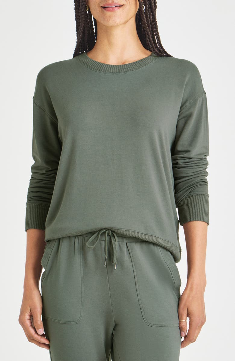 Splendid Supersoft Sweatshirt, Main, color, Soft Vintage Olive Branch