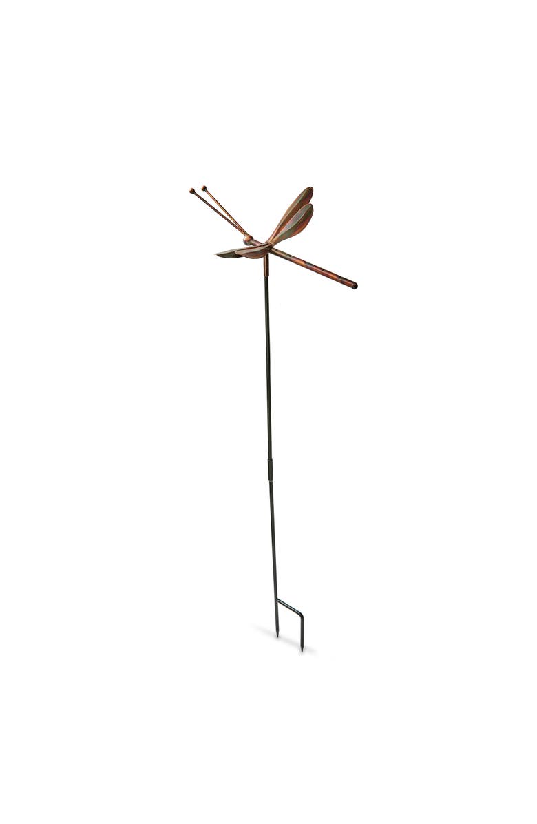tag Dragonfly Garden Stake Antique Bronze Iron Spring, Main, color, Gold