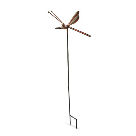 Dragonfly Garden Stake Antique Bronze Iron Spring