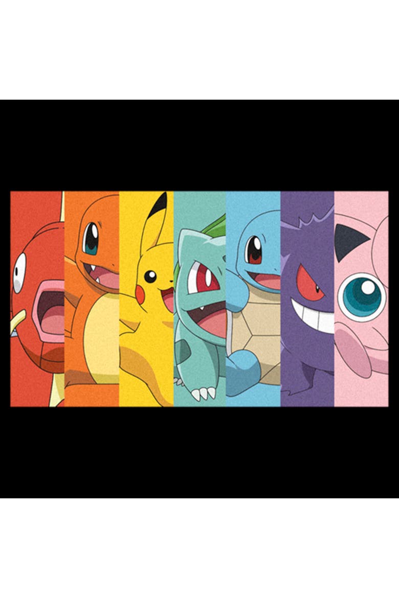 Boy's Pokemon Character Box-up Rainbow  Graphic T-Shirt, Alternate, color, Black
