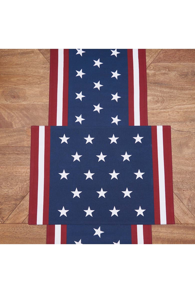 "God Bless America" Cursive Patriotic Table Runner 14" x 72", Alternate, color, Blue