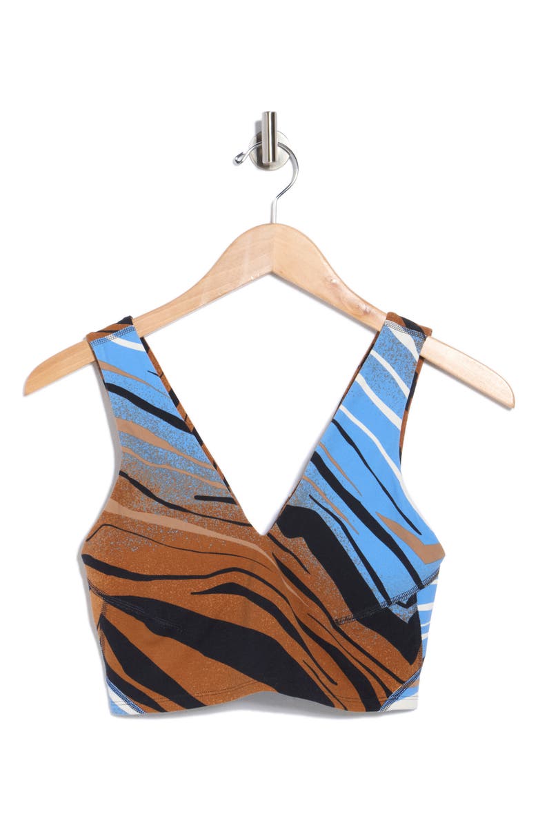 Free People FP Movement Printed Never Better Sports Bra, Alternate, color, Brown Combo