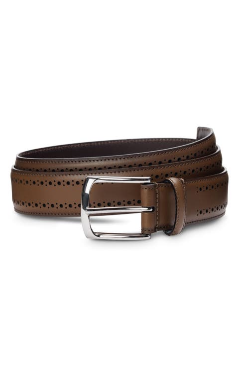 Manistee Brogued Leather Belt