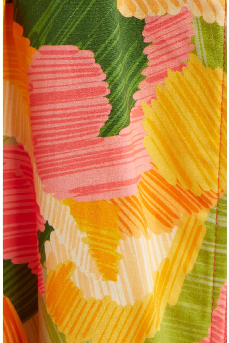 Abstract Floral Cotton Midi Dress, Alternate, color, ORANGE/ PINK MULTI