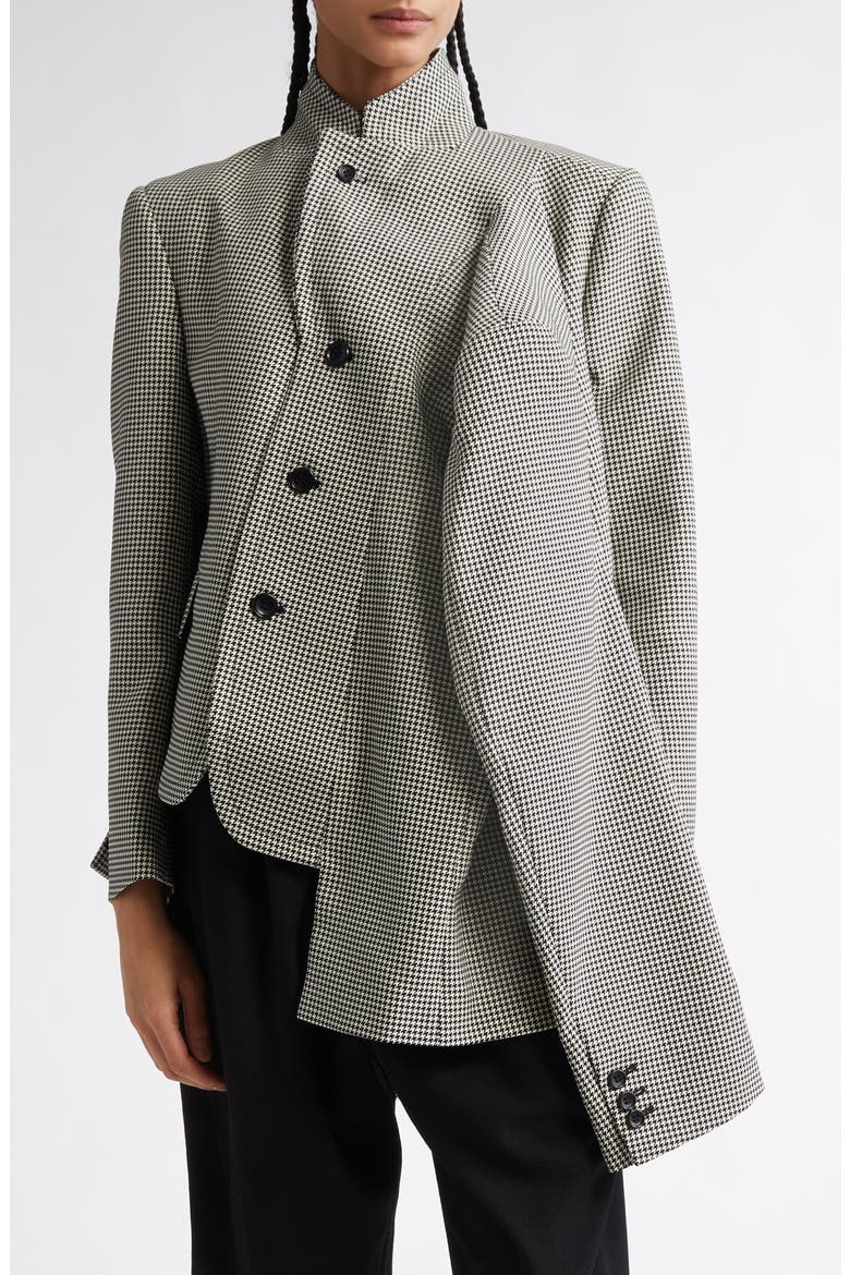 Four-Sleeve Asymmetric Houndstooth Jacket, Main, color, BLACK/ WHITE