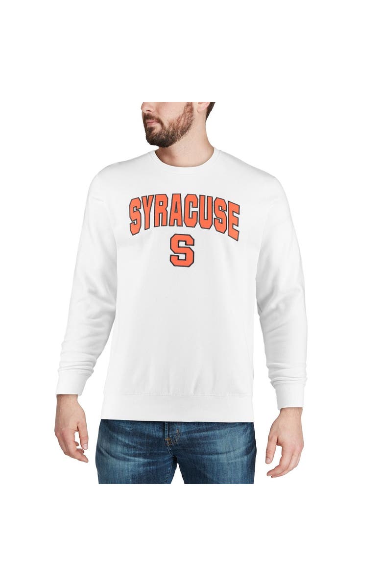 COLOSSEUM Men's Colosseum White Syracuse Orange Arch & Logo Crew Neck Sweatshirt, Alternate, color, White