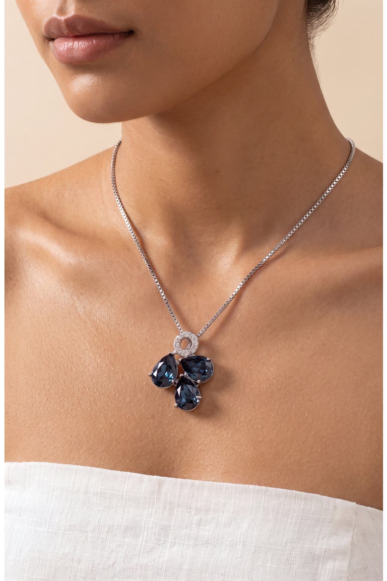 Teardrop Trio Cluster Pendant Necklace, Alternate, color, Sapphire