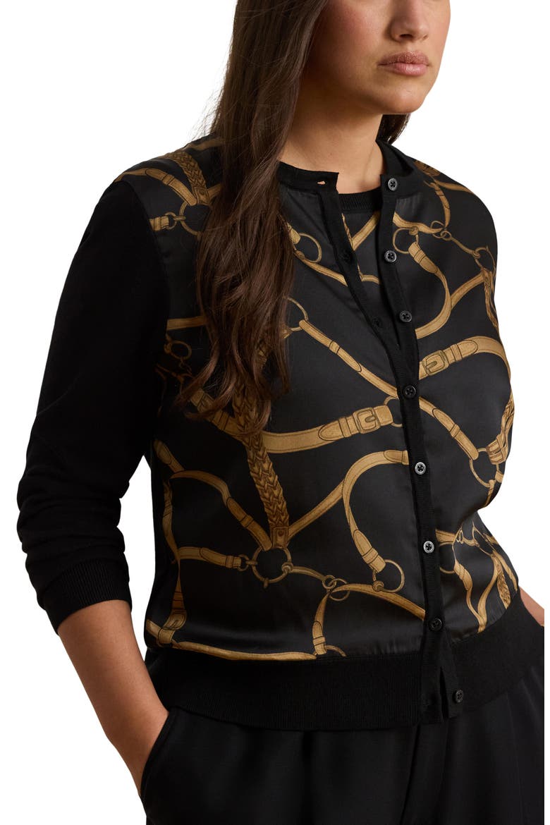Belt Print Cardigan, Alternate, color, BLACK/ MULTI