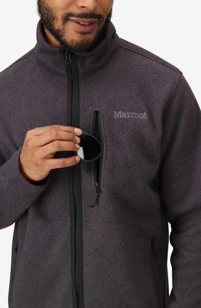 Marmot Drop Line Heathered Fleece Jacket, Alternate, color, Black Heather