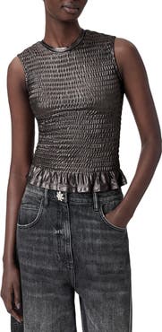 AllSaints Ode Metallic Smocked Tank