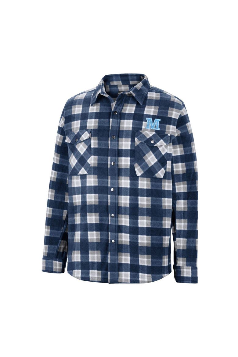 Men's Colosseum Navy/White Maine Black Bears Ellis Plaid Full-Snap Shirt Jacket, Alternate, color, Navy