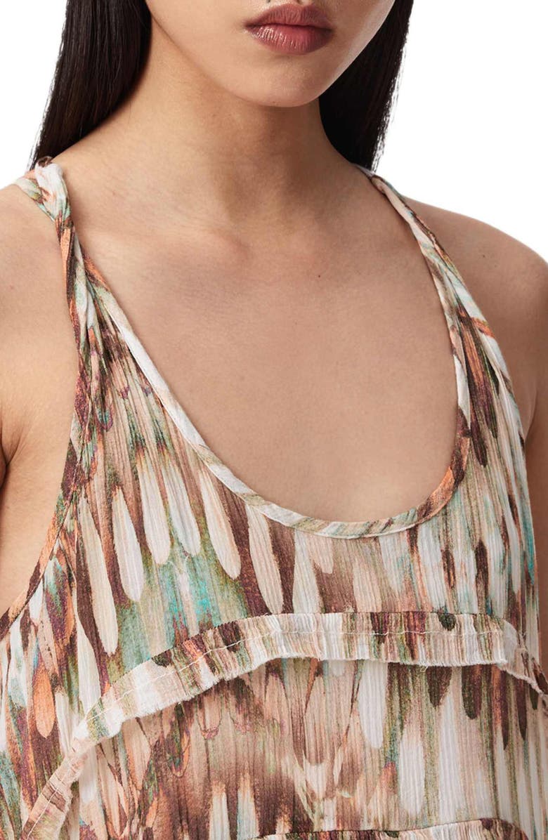 AllSaints Cavarly Tiered Asymmetric Hem Cotton Dress, Alternate, color, Oceano Soft Pink