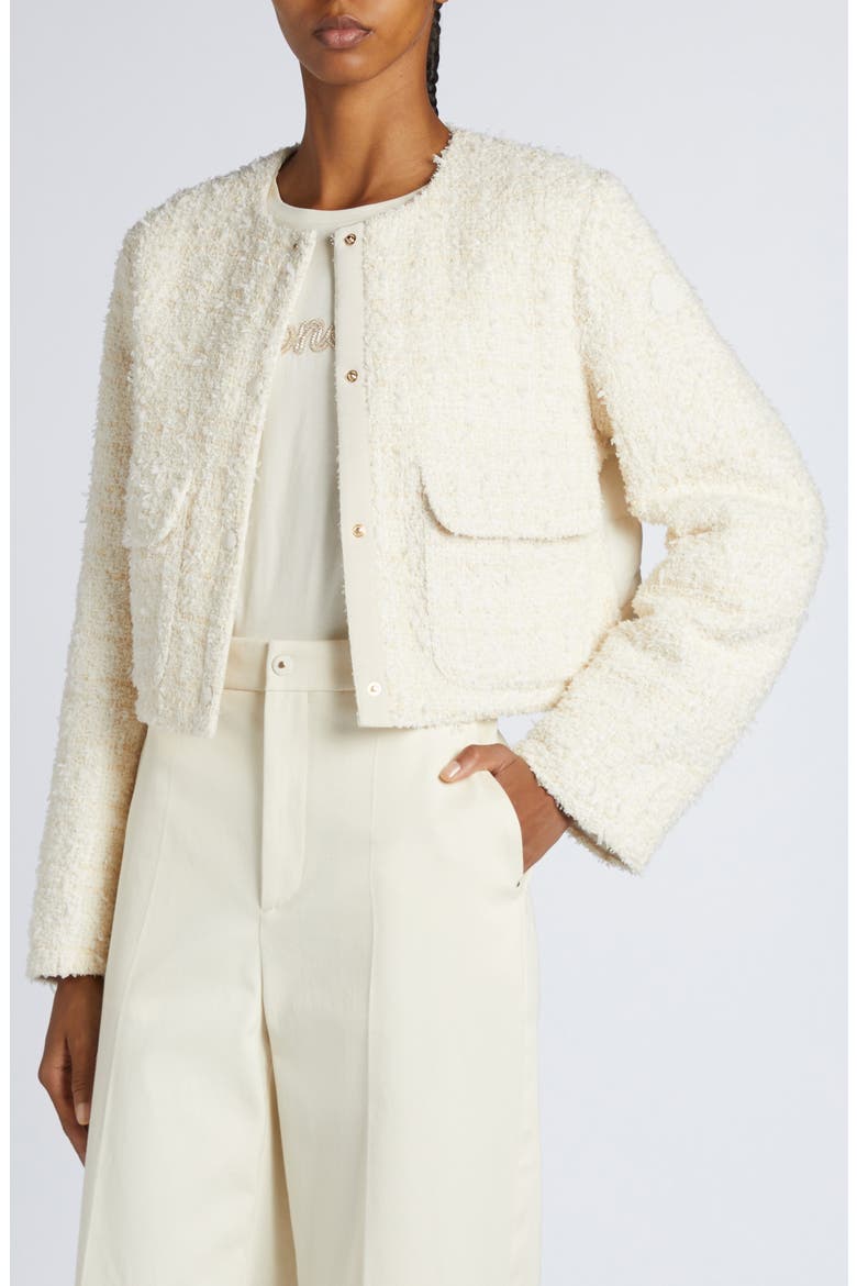 Dauphin Mixed Media Crop Jacket, Alternate, color, PANNA