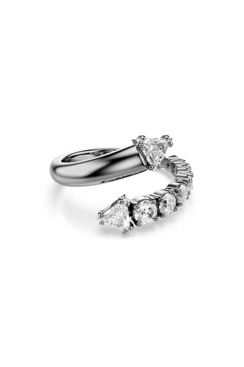 Sublima Crystal Bypass Ring, Main, color, BLACK/ SILVER