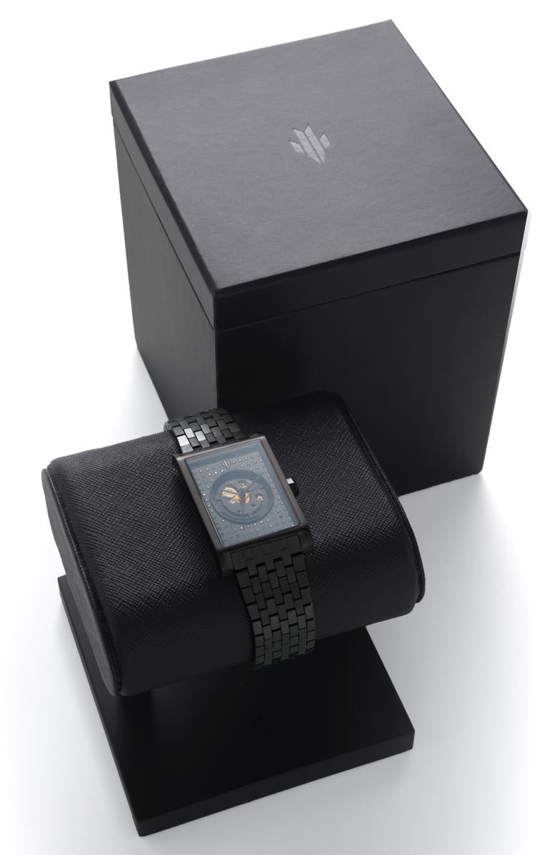 VIEREN Black Stereo Diamond Swiss Automatic Watch, Alternate, color, Black