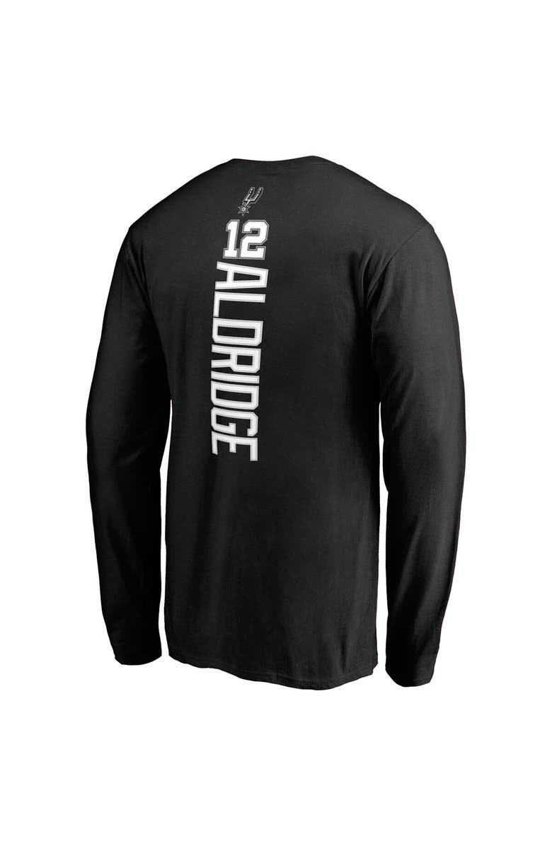 FANATICS Men's Fanatics Branded LaMarcus Aldridge Black San Antonio Spurs Backer Name & Number Long Sleeve T-Shirt, Alternate, color, 