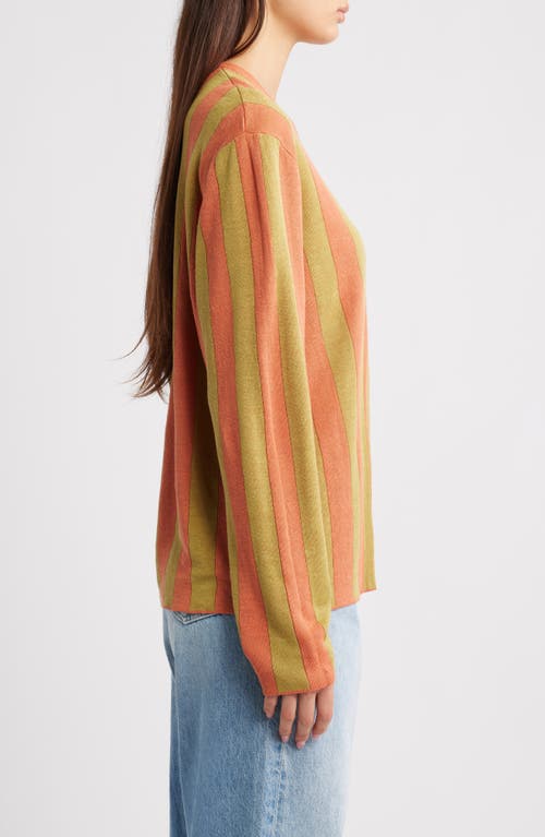 Emily Dawn Long Carlington Stripe Top In Orange