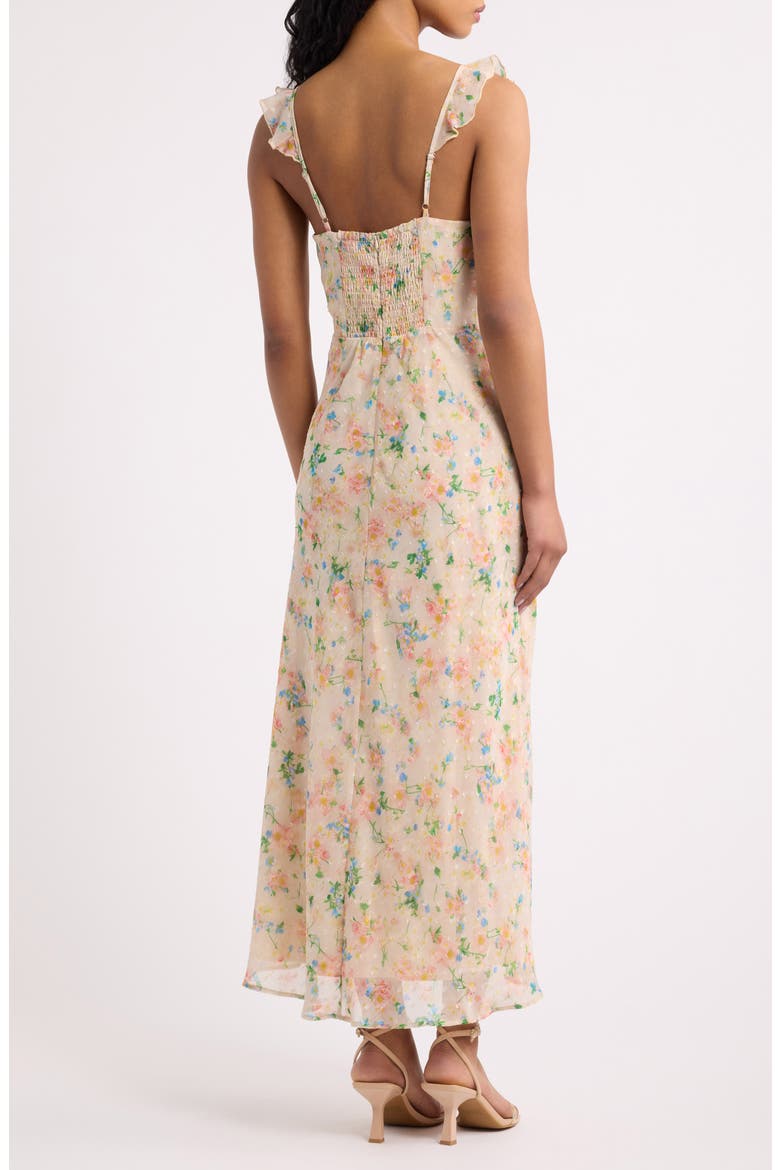Mimi Floral Ruffle Strap Midi Dress, Alternate, color, BEIGE FLORAL