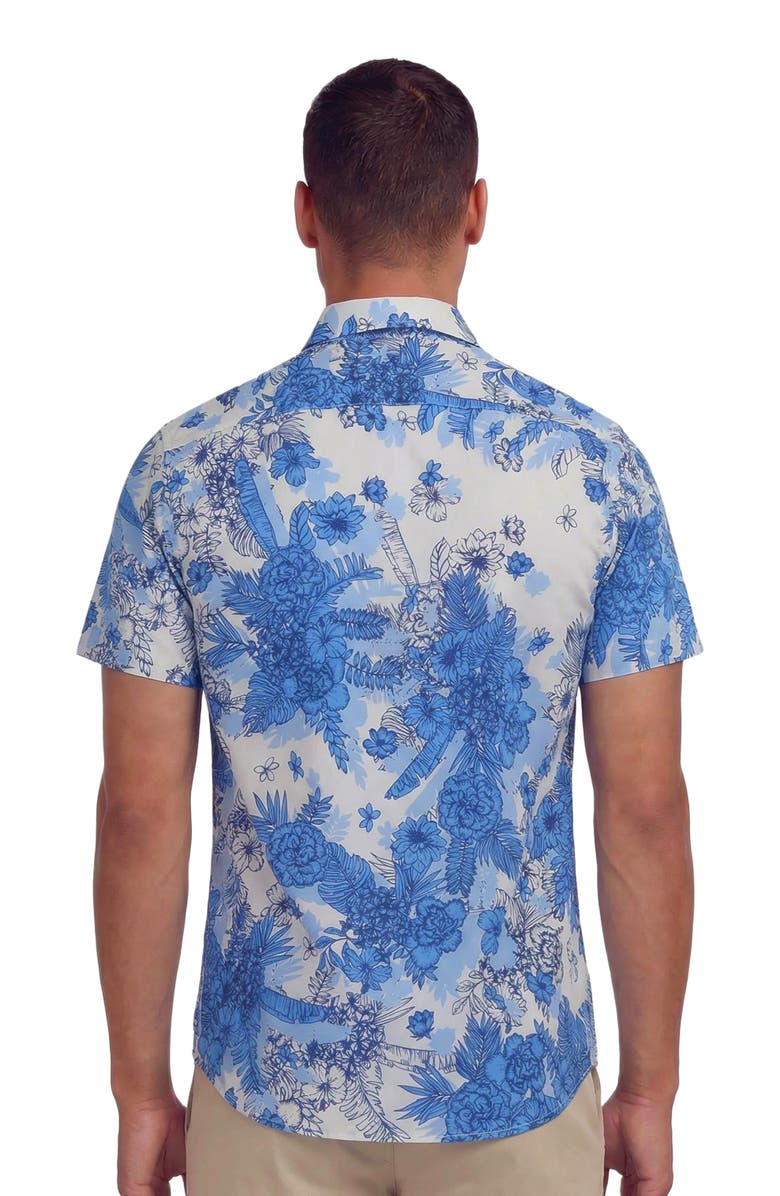 Lords of Harlech Mono Floral Mens Printed Button Up Shirt, Alternate, color, Mono Floral White