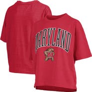 PRESSBOX Women's Pressbox Red Maryland Terrapins Nelson Arch Over Logo Waist Length Oversized Slub T-Shirt