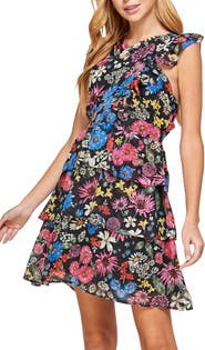 KOKO + MASON Floral Print Flutter Sleeve Mini Dress