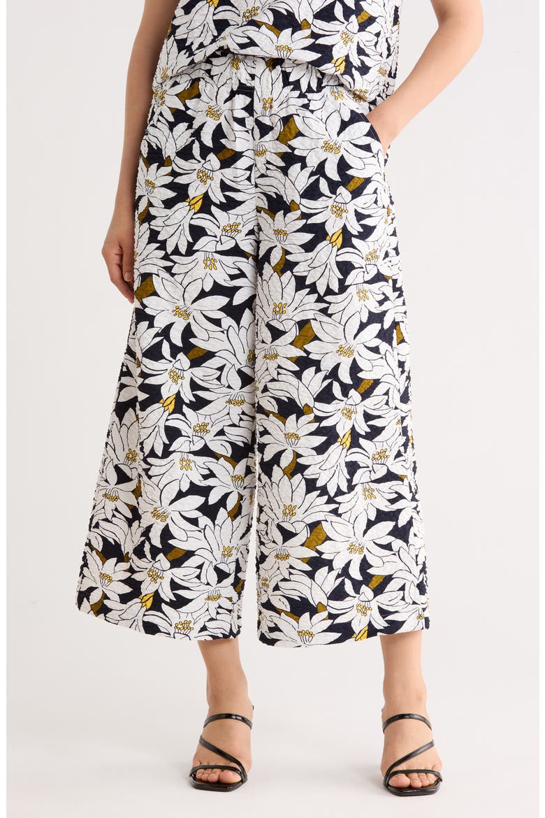 Crinkle Wide Leg Pants, Main, color, NAVY/ IVORY LILY