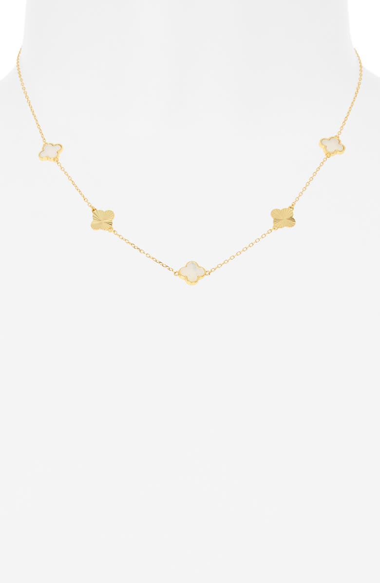 Argento Vivo Sterling Silver 18K Gold Plated Sterling Silver Mother-of-Pearl Clover Station Necklace, Alternate, color, Gold