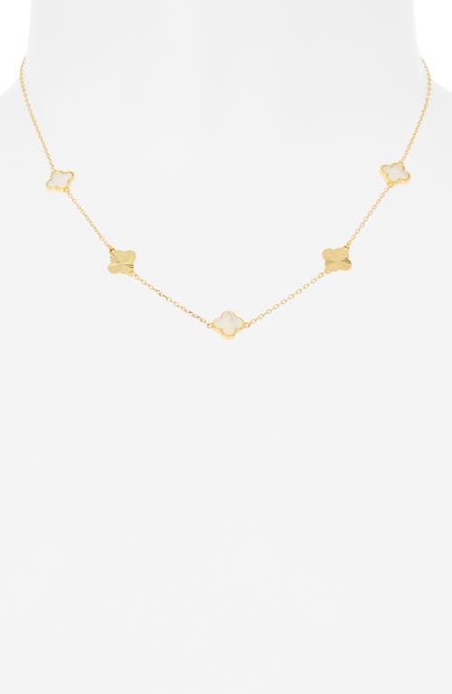Argento Vivo Sterling Silver 18k Gold Plated Sterling Silver Mother-of-pearl Clover Station Necklace In Gold