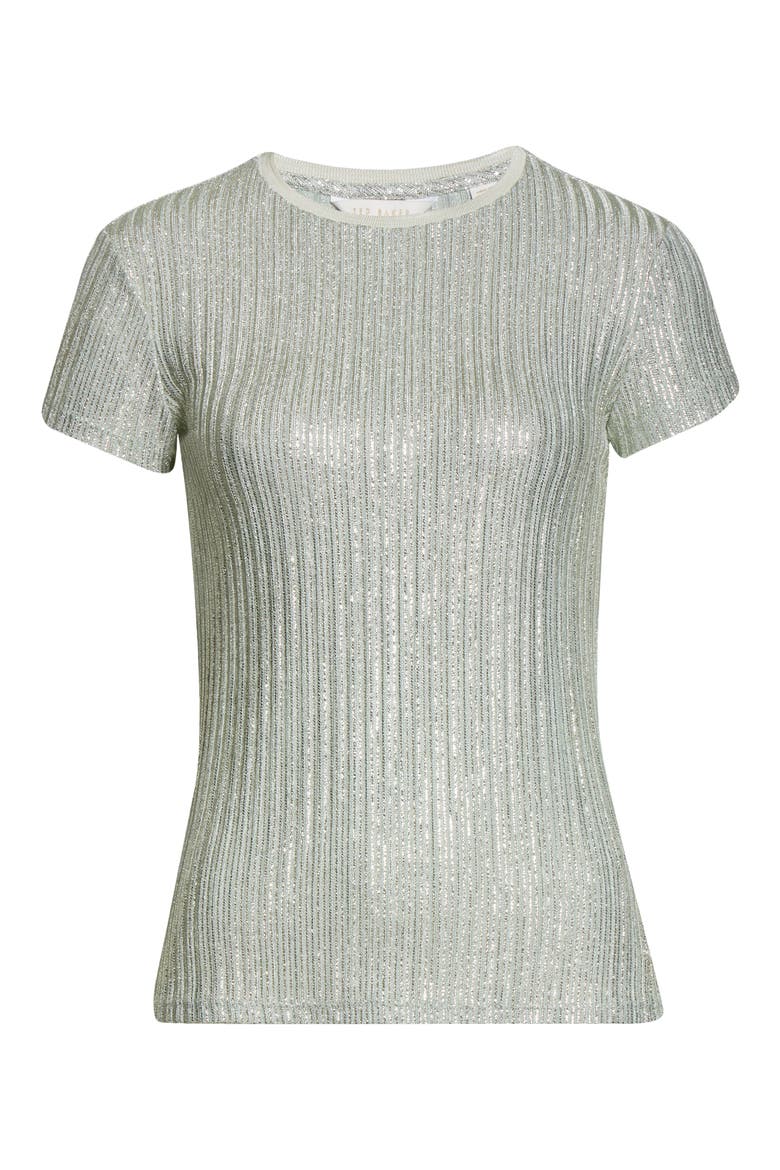 Catrino Metallic Stripe Fitted Tee, Alternate, color, MINT